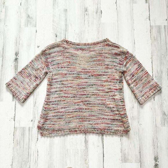 Peruvian Connection Multicolor Scoop Neck 3/4 Sleeve Cotton Knit Sweater S - Picture 3 of 4